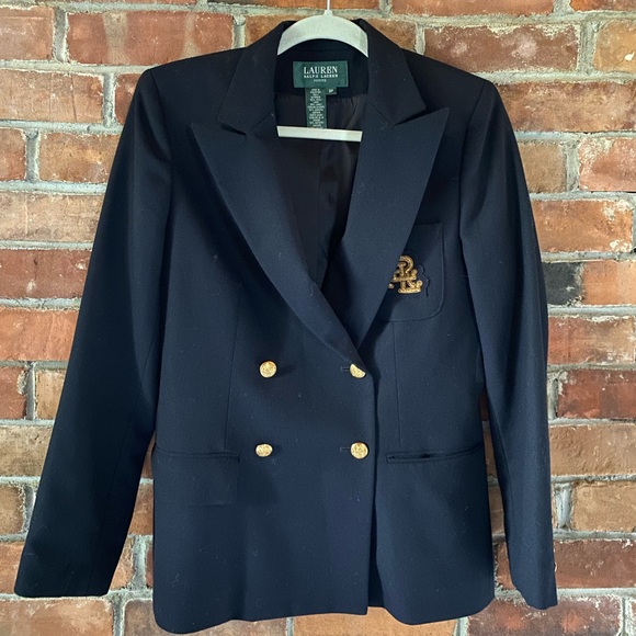 Ralph Lauren Jackets & Blazers - RALPH LAUREN VINTAGE 90s navy blue blazer with gold embroidered RLL patch 8P